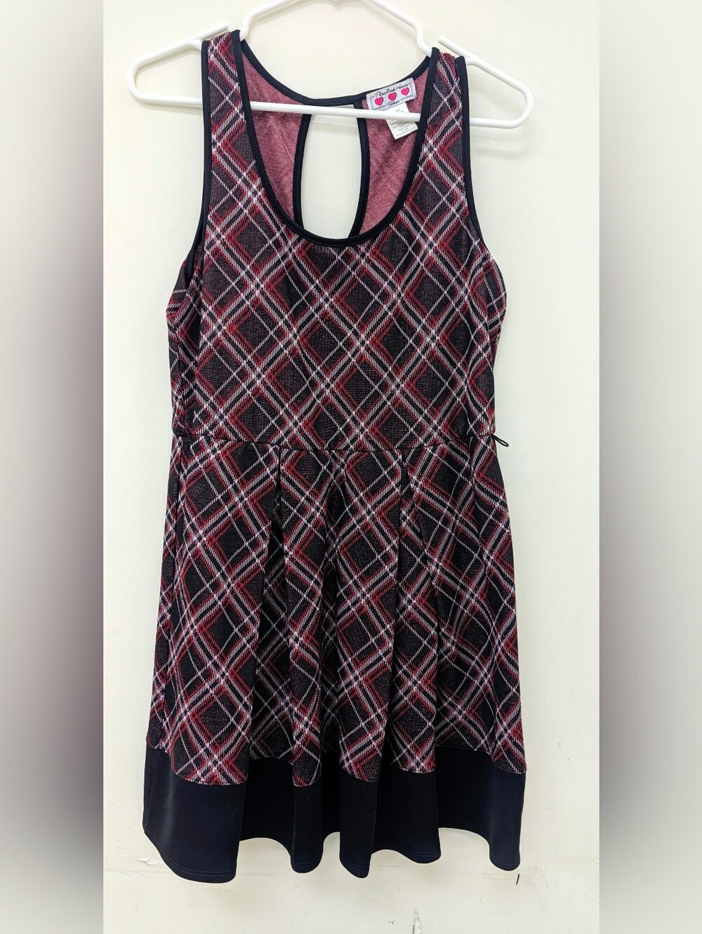 Three Pink Hearts Trixxi Plaid Keyback Fit Flare XL